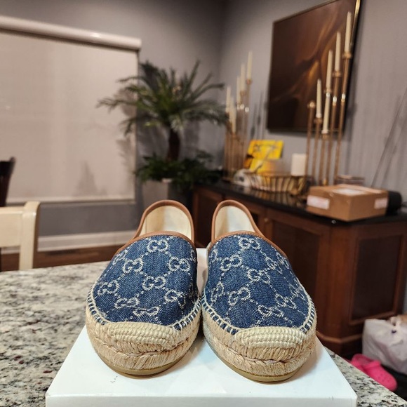 NEW GUCCI Denim GG Pillar Espadrilles Size 36.5 - Picture 4 of 11
